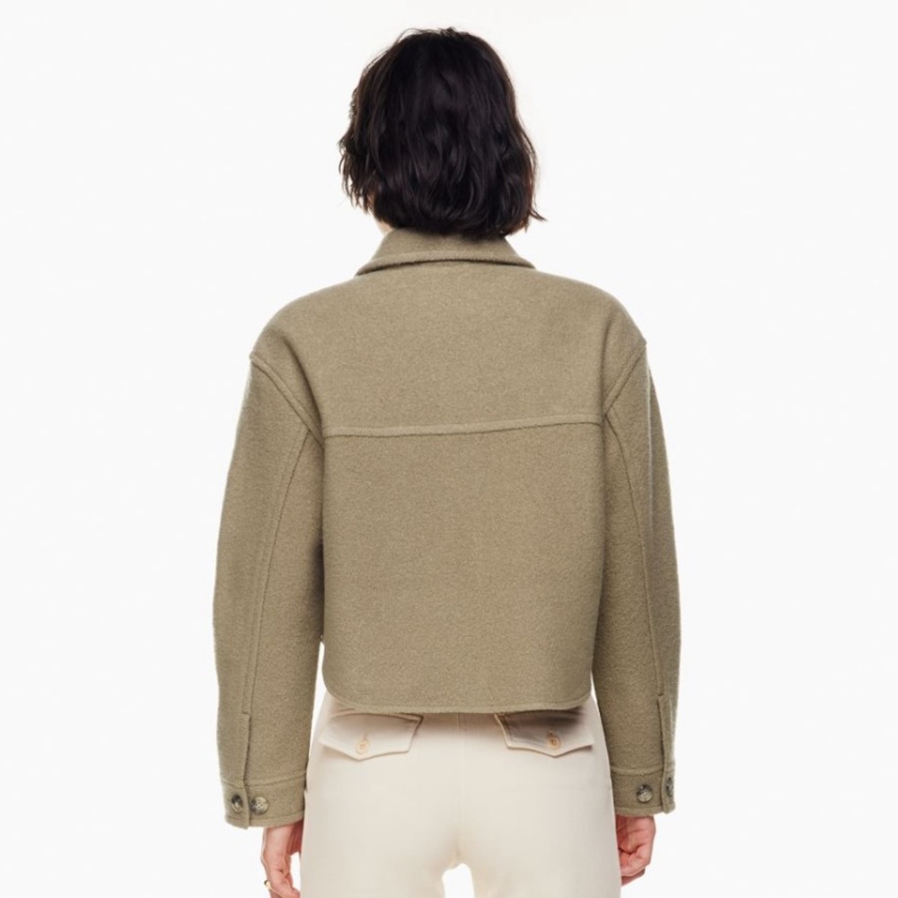 Aritzia Olive Green Cropped Wool Blend Jacket - Picture 3 of 14